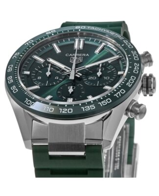 Pre-owned Tag Heuer Carrera Chronograph Automatic Green Men's Watch Cbn2a1n.ft6238