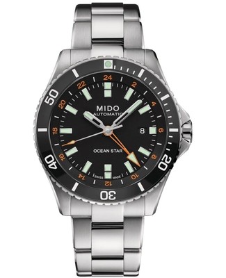 Pre-owned Mido Ocean Star Gmt Black Dial Steel Men's Watch M026.629.11.051.01