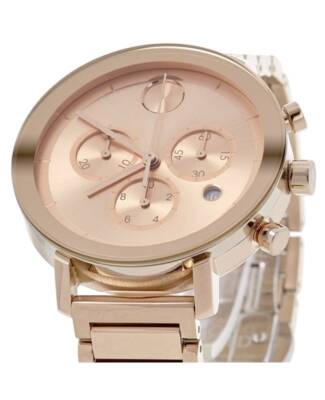 Pre-owned Movado Bold Evolution Quartz Chronograph Rose Dial Unisex Watch 3600886