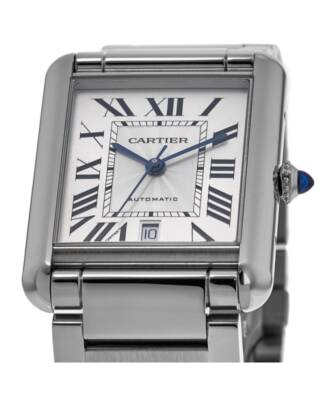 Pre-owned Cartier Tank Must Extra-large Silver Dial Steel Men's Watch Wsta0053