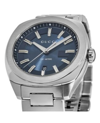 Pre-owned Gucci Gg2570 Blue Dial Stainless Steel Men's Watch Ya142303