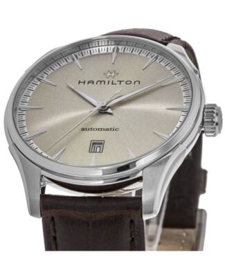 HAMILTON HAMILTON JAZZMASTER AUTO BEIGE DIAL LEATHER STRAP MEN'S WATCH H32475520