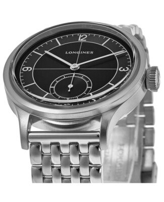 Pre-owned Longines Heritage Classic Sector Black Dial Steel Men's Watch L2.828.4.53.6