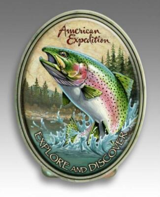 American Expedition Rainbow Trout Fish Metal Money Clip NIB Men's Father Gift