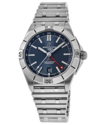 Pre-owned Breitling Chronomat Automatic Gmt 40 Blue Dial Men's Watch A32398101c1a1