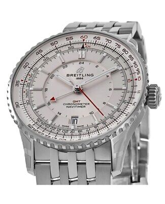 Pre-owned Breitling Navitimer Automatic 41 Gmt Silver Dial Men's Watch A32310211g1a1