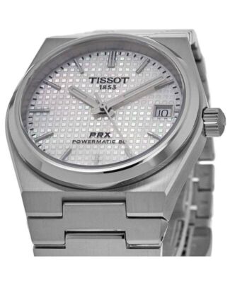 Pre-owned Tissot Prx T-classic Powermatic 80 White Mother Of Pearl Dial 100m Unisex Watch
