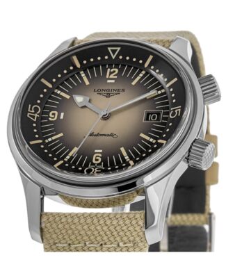 Pre-owned Longines Legend Diver Beige Dial Fabric Strap Men's Watch L3.774.4.30.2