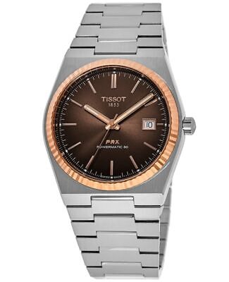 Pre-owned Tissot Prx Powermatic 80 Brown Dial Steel Men's Watch T931.407.41.291.00