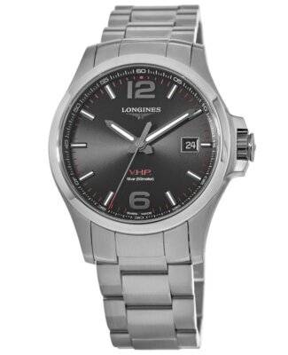 Pre-owned Longines Conquest V.h.p. Stainless Steel Black Men's Watch L3.726.4.56.6
