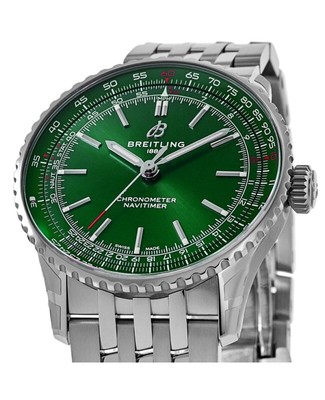 Pre-owned Breitling Navitimer Automatic 41 Green Dial Steel Men's Watch A17329371l1a1