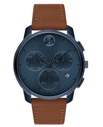 Pre-owned Movado Bold Thin Chronograph Blue Dial Men's Watch 3600834