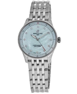 Pre-owned Breitling Navitimer 32 Blue Mother Of Pearl Women's Watch A77320171c1a1