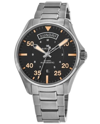 New Hamilton Khaki Pilot Day-Date Auto Black Dial Mens Watch H64645131
