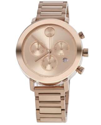 Pre-owned Movado Bold Evolution Quartz Chronograph Rose Dial Unisex Watch 3600886
