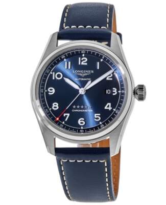 Pre-owned Longines Spirit Automatic Blue Dial Leather Strap Men's Watch L3.810.4.93.0