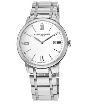 Pre-owned Baume Et Mercier Baume & Mercier Classima Quartz White Dial Steel Men's Watch 10526