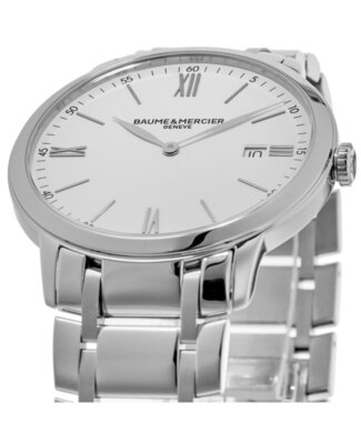 Pre-owned Baume & Mercier Classima Quartz 40mm White Dial Steel Men's Watch 10354