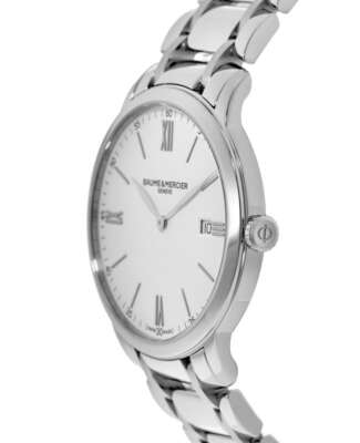 Pre-owned Baume & Mercier Classima Quartz 40mm White Dial Steel Men's Watch 10354