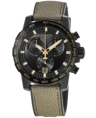 Новые кожаные мужские часы Tissot Supersport Chrono с черным циферблатом T125.617.37.051.01