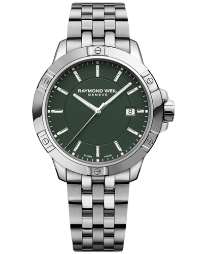 Новые мужские кварцевые часы Raymond Weil Tango с зеленым циферблатом из стали 8160-ST-52041