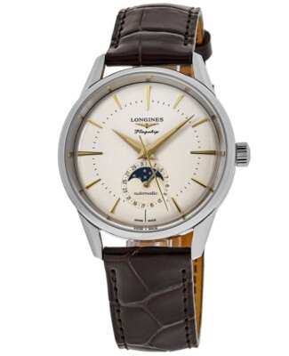 Новые флагманские мужские часы Longines Heritage Moonphase с серебряным циферблатом L4.815.4.78.2