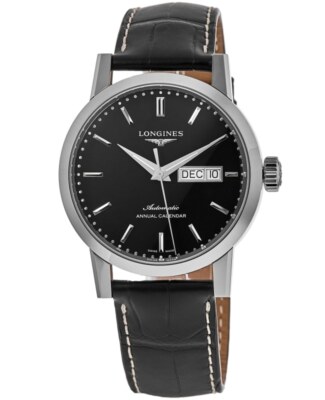 Новые мужские часы Longines Heritage 1832 с черным циферблатом из черной кожи L4.827.4.52.0