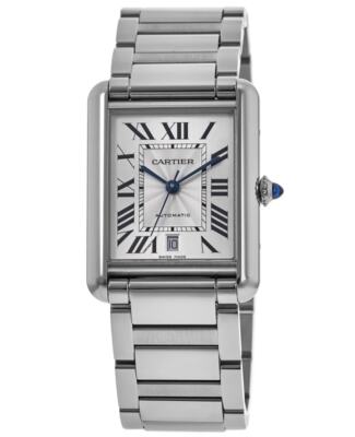 Pre-owned Cartier Tank Must Extra-large Silver Dial Steel Men's Watch Wsta0053