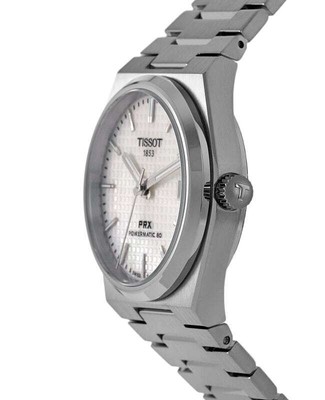 Pre-owned Tissot Prx T-classic Powermatic 80 White Mother Of Pearl Dial 100m Unisex Watch