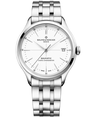 Pre-owned Baume Et Mercier Baume & Mercier Clifton Automatic White Dial Steel Men's Watch 10505