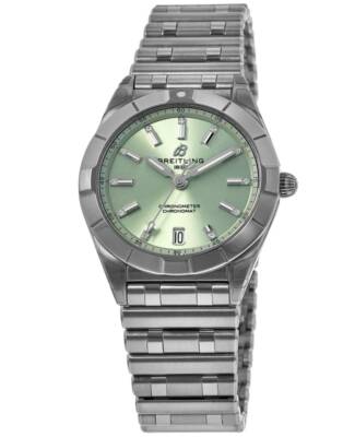 Pre-owned Breitling Chronomat Quartz 32 Green Dial Steel Women's Watch A77310101l1a1