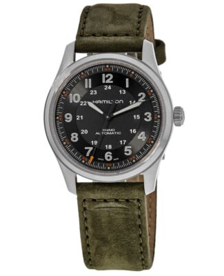 Новые мужские часы Hamilton Khaki Field Titanium с автоматическим черным циферблатом и зеленым циферблатом H70205830