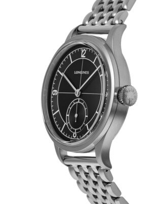 Pre-owned Longines Heritage Classic Sector Black Dial Steel Men's Watch L2.828.4.53.6