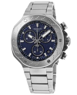 Pre-owned Tissot T-race Chronograph Blue Dial Steel Men's Watch T141.417.11.041.00