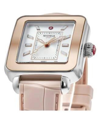 Pre-owned Michele Deco Sport White Dial Silicone Strap Women's Watch Mww06k000015
