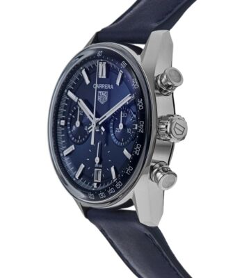 Pre-owned Tag Heuer Carrera Chronograph Blue Dial Leather Men's Watch Cbs2212.fc6535