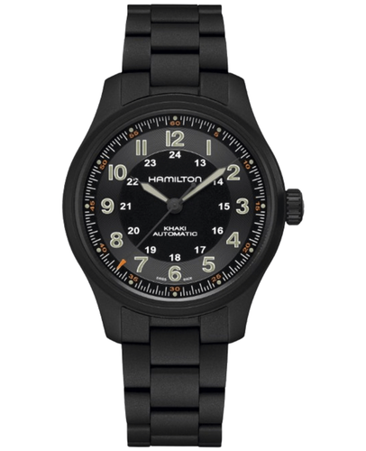 Pre-owned Hamilton Khaki Field Titanium Auto Black Dial Titanium Men's Watch H70665130