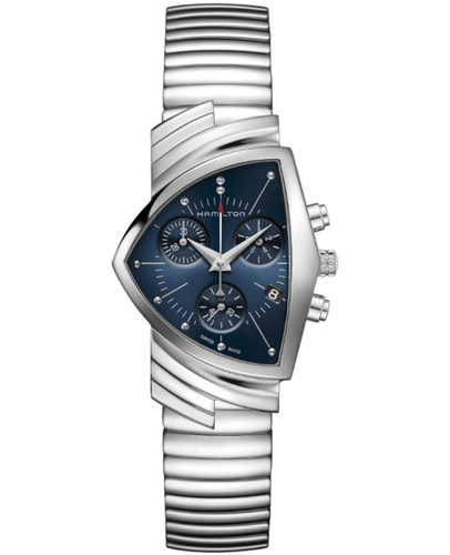 Новые мужские часы Hamilton Ventura Chrono Quartz с синим циферблатом из стали H24432141