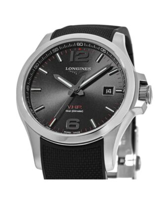 Pre-owned Longines Conquest V.h.p. 43mm Black Dial Rubber Men's Watch L3.726.4.56.9