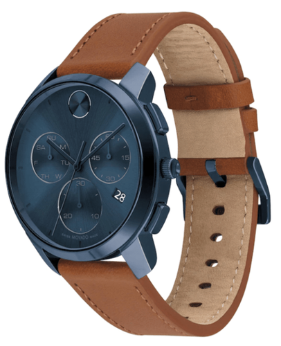 Pre-owned Movado Bold Thin Chronograph Blue Dial Men's Watch 3600834
