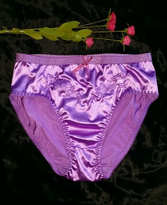 SHINYGLOSSY PURPLE embroidered Satin bikini pantiessize XL8