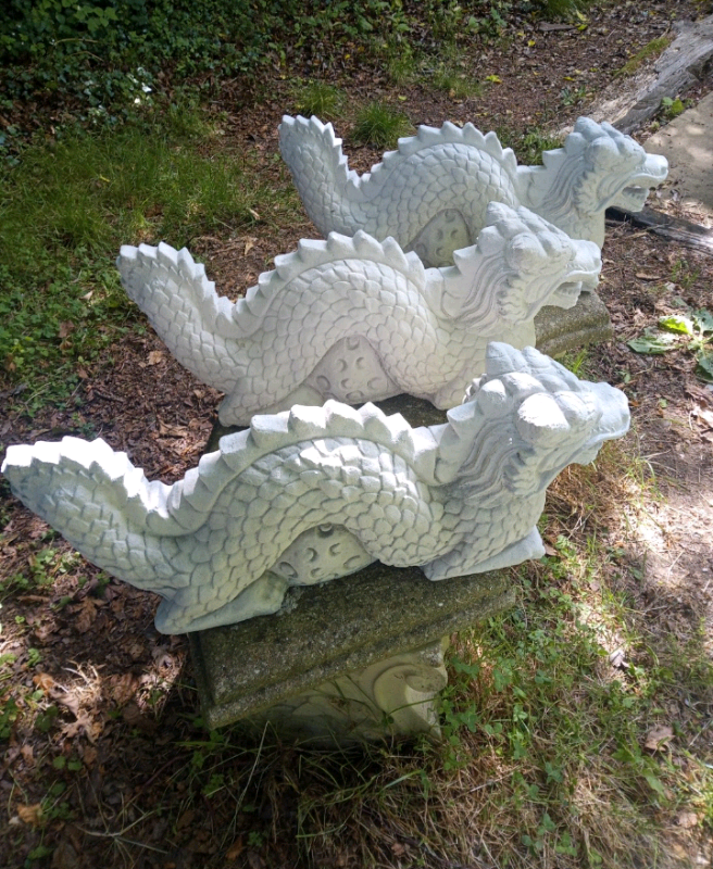 New Large Oriental Dragons, Solid Concrete Garden Statues in