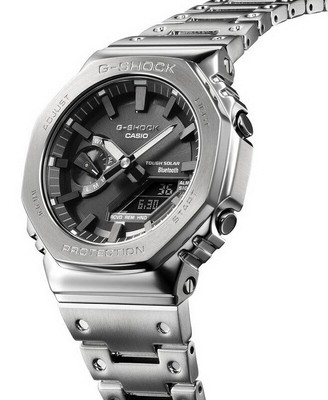 Pre-owned Casio G-shock Gmb2100d-1a Bluetooth Solar Powered Full Metal Silver Watch