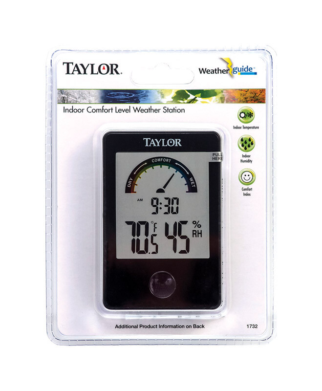 Taylor Comfort Level Hygrometer Digital Thermometer Plastic Black