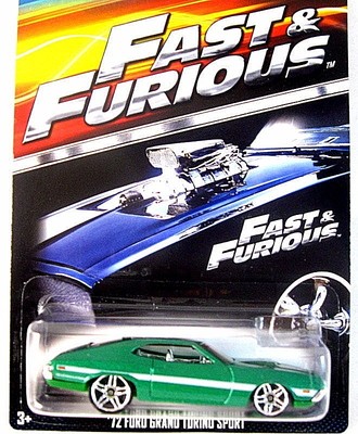 FORD GRAND TORINO SPORT,FAST AND FURIOUS GREEN HOTWHEELS 1:64 DIECAST CAR MODEL