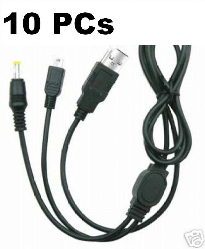 10 PC Lot 2in1 USB Charger Data Link Cable Sony PS2PS3PS4 Controller System PSP