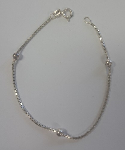 Estate Jewelry Box Link Ball Ladies Bracelet Sterling Silver 7 3/8" Long