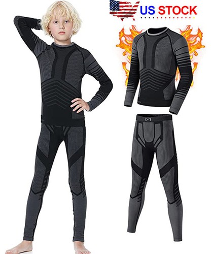 Kids Thermal Underwear Set Seamless Long Johns Ski Base Layer Leggings & Shirt