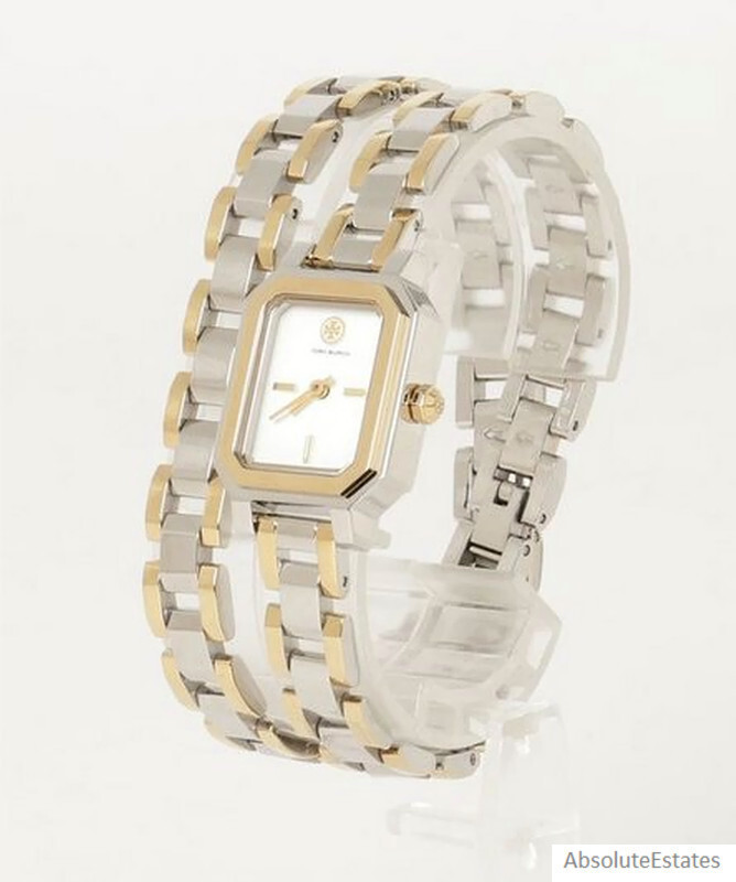 NEW Tory Burch Robinson Mini Watch Double Wrap Two Tone Gold