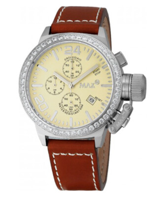 Pre-owned Max Watch The Classic Chrono 5atm Yellow Cz Dial S/steel Case Diameter 36/47mm